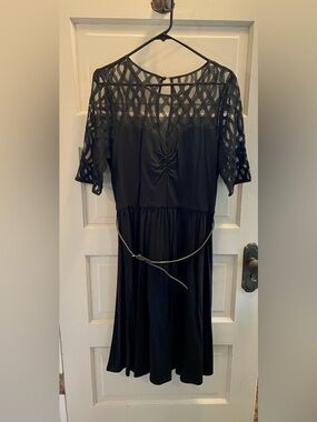 Lindy Bop Black Mesh Yoke Long Sleeve Dress